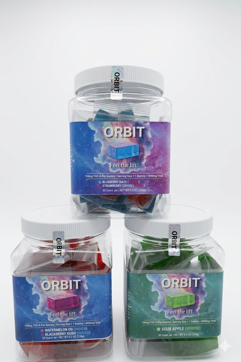 ORBIT nano THC gummy jars