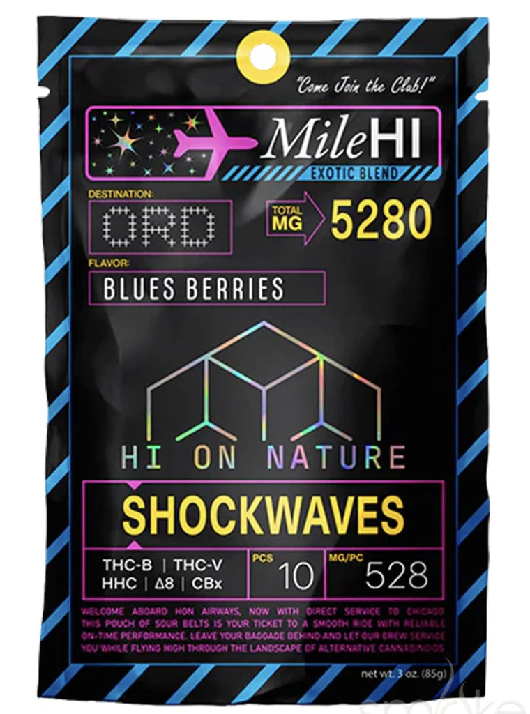 Hi On Nature - Mile Hi Shockwaves Sour Belts (5280mg)