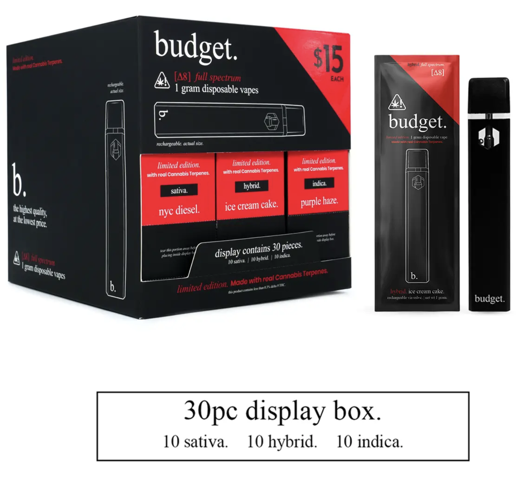 Budget - 30pc Variety Pack of 1 Gram Delta-8 THC Full Spectrum Disposable