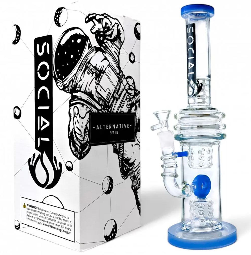 Social - 15" Color Donut Perc Water Pipe (Purple)